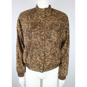 WOMEN'S LONG SLEEVE BROWN ANIMAL PRINT JACKET - MORTON MCNAUGHTON - SIZE 8P